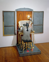 Edward & Nancy Reddin Kienholz / 
The Grey Window Becoming, 1973-1984 / 
mixed media assemblage / 
80 x 88 x 40 in. (203.2 x 223.5 x 101.6 cm) 
