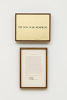 Edward Kienholz / 
The Non War Memorial (detail), 1970 / 
Concept Tableau plaque and text; book / 
dimensions variable / 
Edition of 25