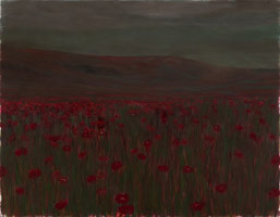 Enrique Martínez Celaya / 
The Wind Over the Poppy Field, 2008 / 
      oil and wax on canvas / 
      92 x 118 in. (233.7 x 299.7 cm) / 
        Private collection
