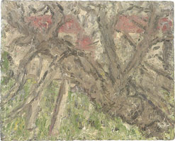 Cherry Tree, with House, 2007 - 2008 / 
oil on board / 
34 1/4 x 42 1/8 in  (87 x 107 cm) / 
Private collection 