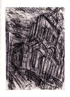 Leon Kossoff / 
Christchurch, Spitalfields No. 2, 1992 / 
charcoal and pastel on paper / 
39 1/4 x 27 1/2 in (99.7 x 69.9 cm) / 
Private collection 