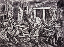 Leon Kossoff / 
The Rape of the Sabines #2, 1998 / 
etching / 
Plate: 18 x 23 3/8 in (45.7 x 59.4 cm) / 
Paper: 22 1/2 x 29 7/8 in (57.2 x 75.9 cm) 
