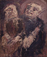 Leon Kossoff / 
Two Seated Figures, 1962 / 
oil on board / 
72 x 60 in. (183 x 152.4 cm) / 
Private collection 
