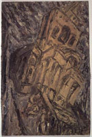 Leon Kossoff / 
Christchurch, Winter Evening, 1992 / 
      oil on board / 
      56 x 37 in. (142.5 x 94 cm) / 
      Private collection