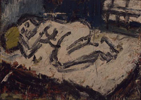 Leon Kossoff / 
Nude (Autumn Morning), 1971 / 
      oil on board / 
      31.8 x 43.7 in. (81 x 111 cm) / 
      Private collection