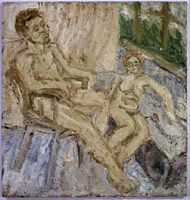 Leon Kossoff / 
Summer in the Studio, Pilar and Jacinto No.3, 1997 / 
      oil on board / 
      56 x 53 in. (142.6 x 135.1 cm) / 
      Private collection