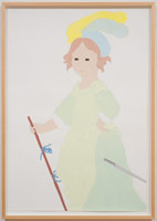 Matt Wedel / 
girl with stick, 2009  / 
gouache on paper  / 
44 x 30 in. (111.8 x 76.2 cm) / 
Private collection 