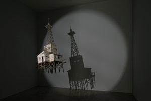 Michael C. McMillen / 
Transmitter, 2014 / 
painted wood, metal construction, motor, electronic beacon / 
60.5 x 17 x 22 in. (153.7 x 43.2 x 55.9 cm)
