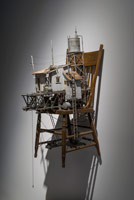 Michael C McMillen / 
Outpost, 2015 / 
reengineered chair, painted wood and metal, 19th century clock mechinism / 
52 x 19 x 28 in. (132.1 x 48.3 x 71.1 cm)