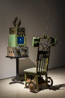 Michael C. McMillen / 
Receiver, 2014-2016 / 
mixed media constructions: reengineered chair, vintage military electronics, 'Tides' (03:10) / 
dimensions variable