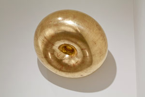 Peter Shelton / 
fatangel, 2002 - 2011 / 
gold leaf finish on fiberglass / 
30 in diameter (76.2 cm diameter) / 
Private collection