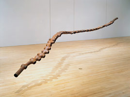 Peter Shelton / 
mouthheader, 1987 - 91 / 
cast steel / 
8 x 283 x 10 1/2 in (20.3 x 718.8 x 26.7 cm)