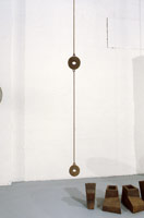 Peter Shelton / twokeyholes(2keyholes), from MAJORJOINTShangersandsquat, 1983 / fabricated steel / 35 x 4 x 1 3/4 in (88.9 x 10.2 x 4.4 cm)