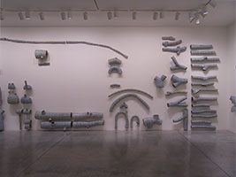 Peter Shelton / 
godspipes, 1997 - 98 / 
West wall (detail) / 
mixed media / 
dimensions variable (189 elements)
