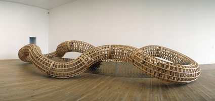 Richard Deacon / 
After, 1998 / 
wood, stainless steel, aluminum / 
66.5 x 378 x 136 in. (169 x 960 x 346 cm)