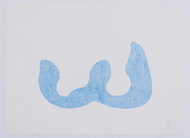 Richard Deacon / 
Blue Dog Days, 2012 / 
BlueScreen print on gampi paper, embedded in STPI handmade paper / 
Blue40 1/2 x 56 1/2 in. (102.9 x 143.5 cm) / 
BlueEdition 1 of 1