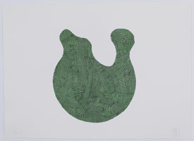 Richard Deacon / 
Green And Black Dog Days, 2012 / 
Screen print on gampi paper, embedded in STPI handmade paper / 
40 7/8 x 56 3/4 in. (103.8 x 144.1 cm) Edition 1 of 1