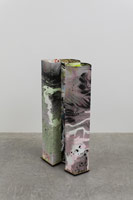 Richard Deacon / 
Housing 10, 2012 / 
Marbling on folded STPI handmade paper, constructed with magnet button / 
60 1/4 x 32 x 19 1/4 in. (153 x 81.3 x 48.9 cm)