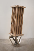 Richard Deacon / 
Like A Baby, 2009 / 
      wood and stainless steel / 
      63 x 27 1/2 x 19 3/4 in (160 x 70 x 50 cm)