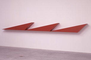 John McCracken / 
RA, 1991 / 
polyester resin & fiberglass on plywood / 
21 1/2 x 230 x 14 in (54.6 x 584.2 x 35.6 cm) / 
Private collection
