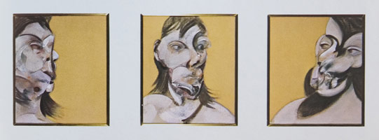 Francis Bacon / Three Studies of Henrietta Moraes, 1969 / oil on canvas tryptich / 16 x 15 in (40.64 x 38.1 cm)