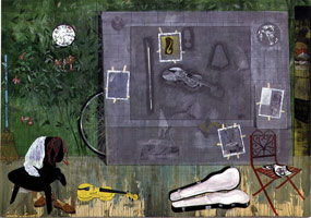 Desperate Mirror, 1999 / 
acrylic on canvas / 
84 x 120 in (213.4 x 304.8 cm) / 
88 x 125 in (223.5 x 317.5 cm)(fr) / 
Private collection