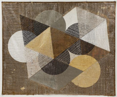 Tom Wudl / 
Untitled, 1970 / 
acrylic and gold leaf on paper punch / 
68 1/2 x 83 in. (174 x 210.8 cm) / 
Framed: 72 1/8 x 86 in. (183.2 x 218.4 cm)