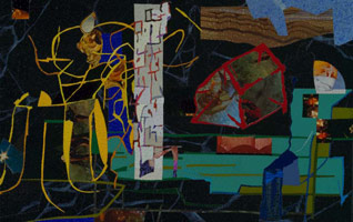 Tony Berlant /  
Local Color, 1989 /  
found tin on plywood with steel brads /  
42 x 66 in.(106.7 x 167.6 cm)