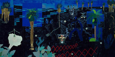 Tony Berlant / 
Palm Springs, 1992 / 
Found metal collage mounted on plywood with steel brads / 
84 x 168 in. / 
Commission for Palm Springs Convention Center