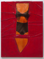 Tony Berlant / Center, 1963 / cloth, polyester resin, plastic and enamel on plywood / 48 x 36 in (121.9 x 91.4 cm)