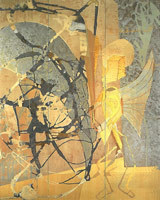 Within (#1-1990), 1990 / 
found metal collage on plywood w/ steel brads / 
114 x 96 in overall (triptych) (289.6 x 243.8 cm overall) (triptych) / 
