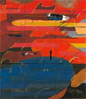 Sunrise at Sunset Beach, 1987 / 
found metal collage / 
96 x 84 in (243.8 x 213.4 cm) / 
Private collection