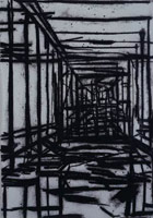 Tony Bevan / 
Corridor (TBv07-9), 2006 / 
      charcoal and acrylic on paper / 
      Paper: 47 3/4 x 33 3/4 in. (121.3 x 85.7 cm) / 
      Framed: 52 3/8 x 38 1/4 in. (133 x 97.2 cm)