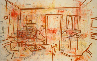 Tony Bevan / 
Room (PC075), 2007 / 
      acrylic and charcoal on canvas / 
      65 1/4 x 101 3/4 in. (165.7 x 258.4 cm) / 
      Private collection 