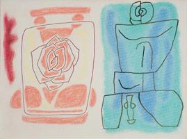 William Brice / 
Untitled, 1980, circa / 
      pastel and ink pen on paper / 
      18 x 24 in. (45.7 x 61 cm) / 
      WBr10-41 / 
      Private collection 