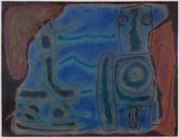 William Brice / 
Untitled, 1977 / 
      oil pastel on paper / 
      19 x 24 1/2 in. (48.3 x 62.2 cm) / 
      WBr10-21 / 
      Private collection 